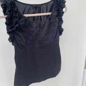 Y2K Black Ruffled Sleeveless Top Size Medium